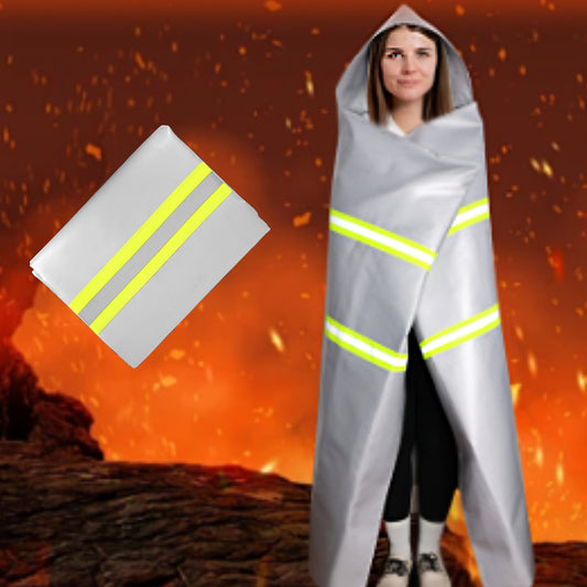 Emergency Fireproof Cloak with Hood – 63 x 63 Inches, Heat Resistant Safety Cover for Escape