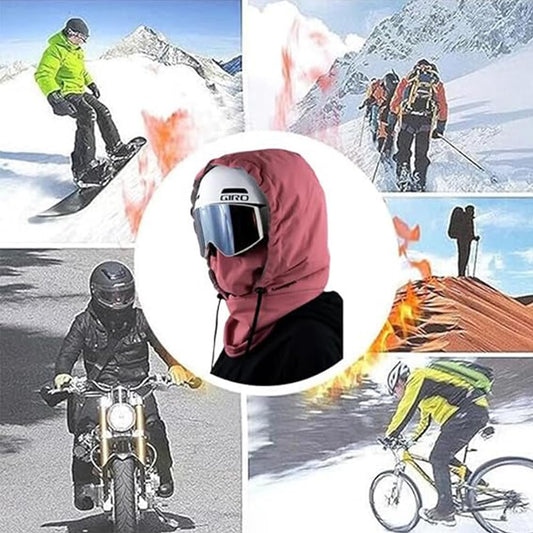Waterproof Fleece-Lined Hood, Full Cover Balaclava Ski Masks, Winter Warm Ski Helmet Cover with Drawstring