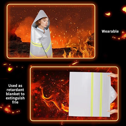 Emergency Fireproof Cloak with Hood – 63 x 63 Inches, Heat Resistant Safety Cover for Escape