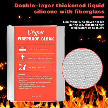 Emergency Fireproof Cloak with Hood – 63 x 63 Inches, Heat Resistant Safety Cover for Escape