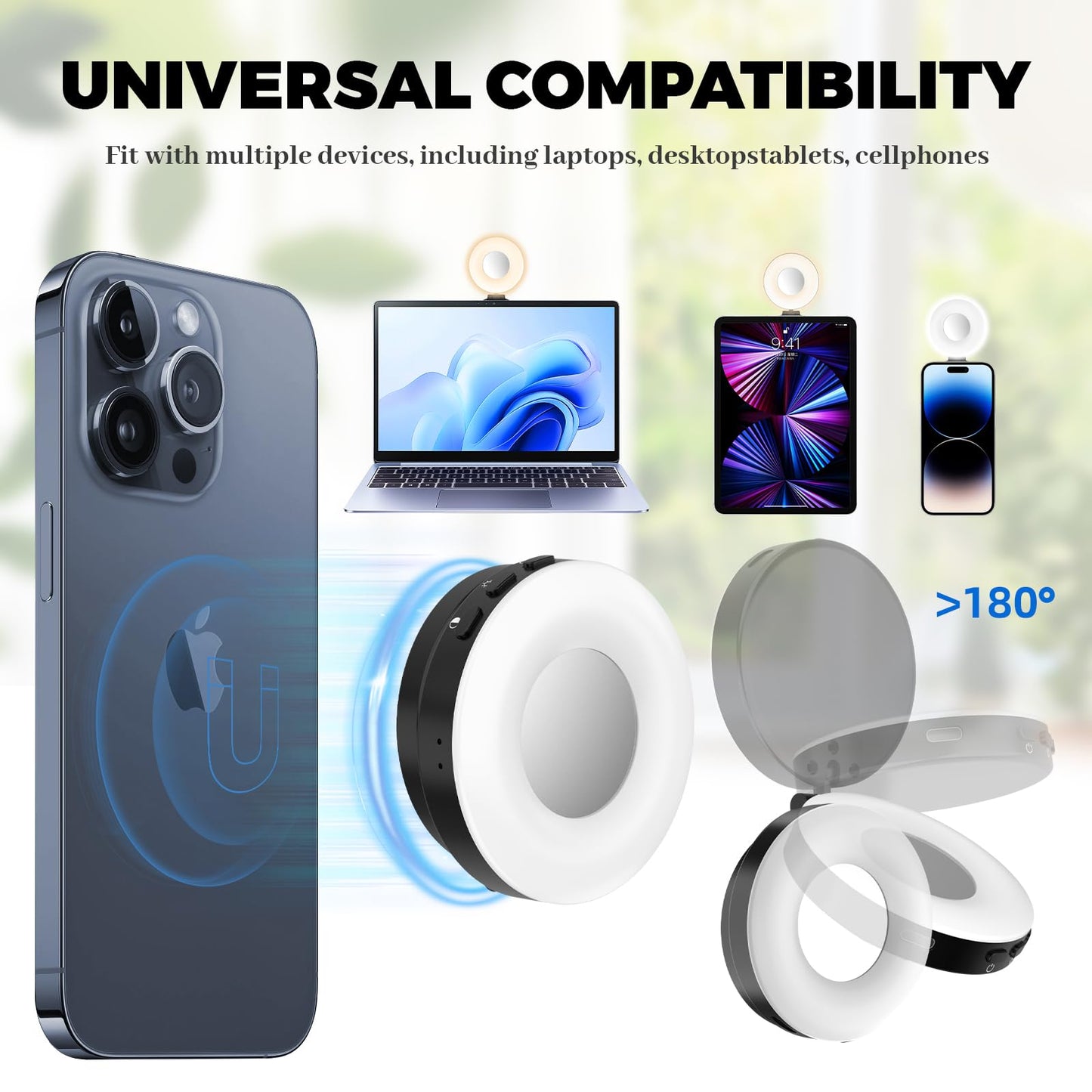 Portable Phone Ring Light for Video Recording,Selfie Light for iPhone（Black）