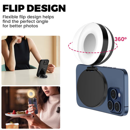 Portable Phone Ring Light for Video Recording,Selfie Light for iPhone（Black）