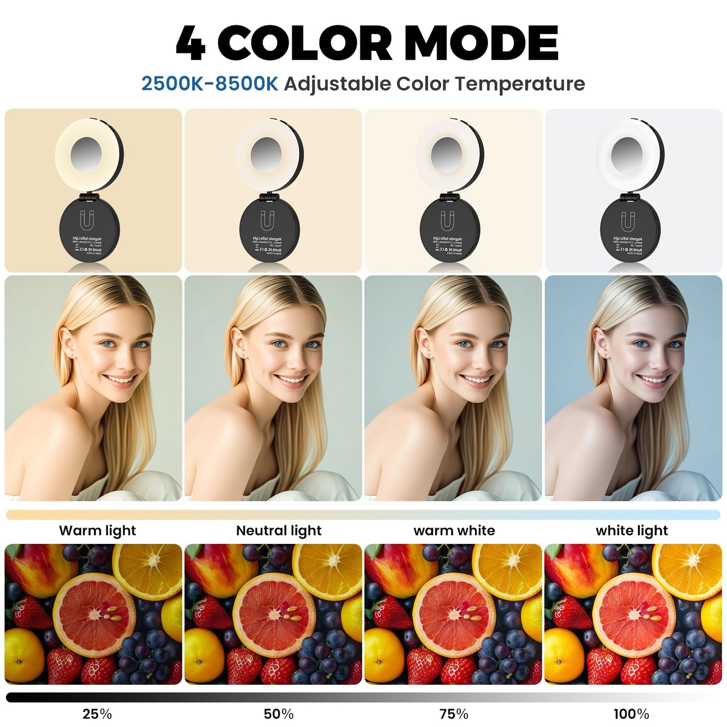 Portable Phone Ring Light for Video Recording,Selfie Light for iPhone（Black）